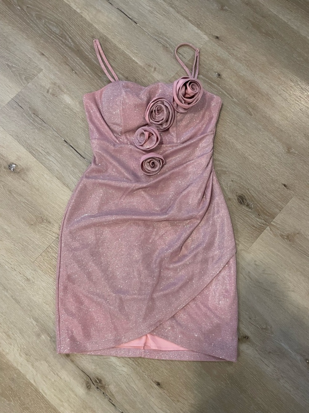 Pink Sparkle Rose-Accent Bodycon Dress - Women
